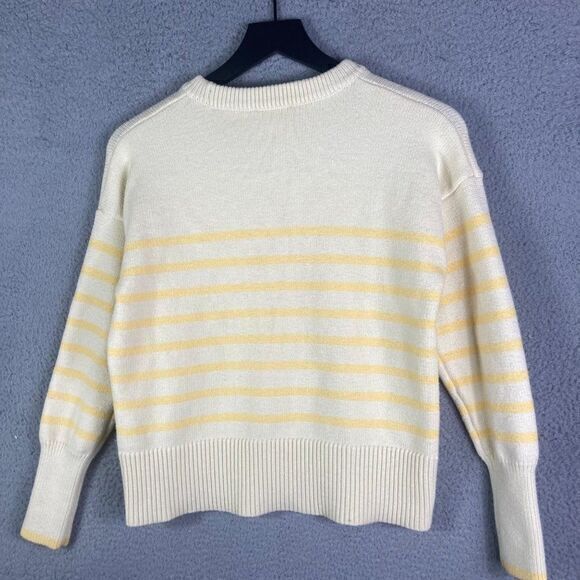 Philosophy Sweater Cropped Yellow Pullover Women's Large Striped Long Sleeve - Picture 9 of 14